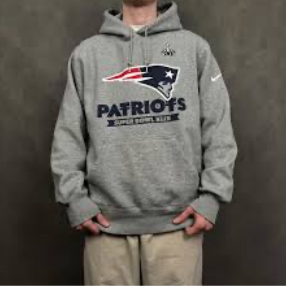 Nike New England Patriots XL Gray Super Bowl Champion Hoodie Sweatshirt XLIX